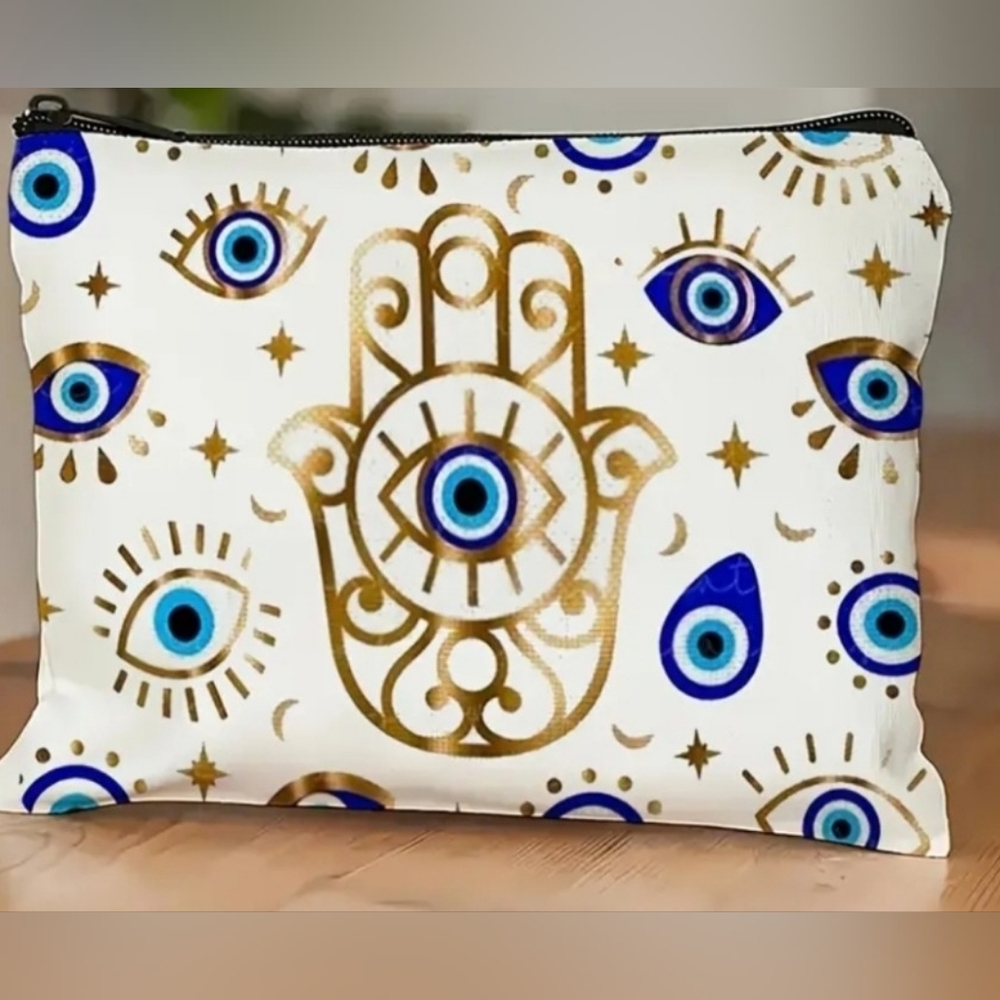 🎁Evil Eye Hamsa Hand Pattern Makeup Pouch